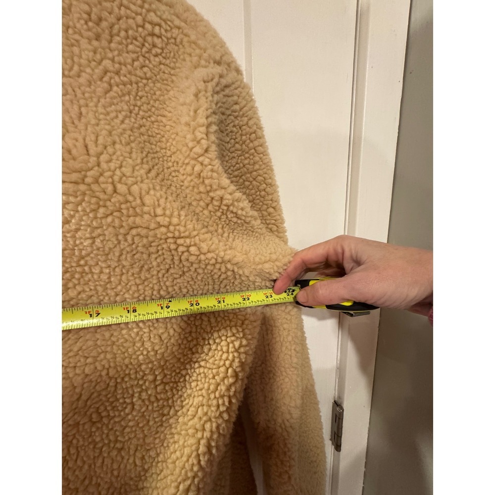 Eddie Bauer Women Sherpa Fleece Hoodie Pullover Tan Black Pocket Size L - Picture 13 of 13